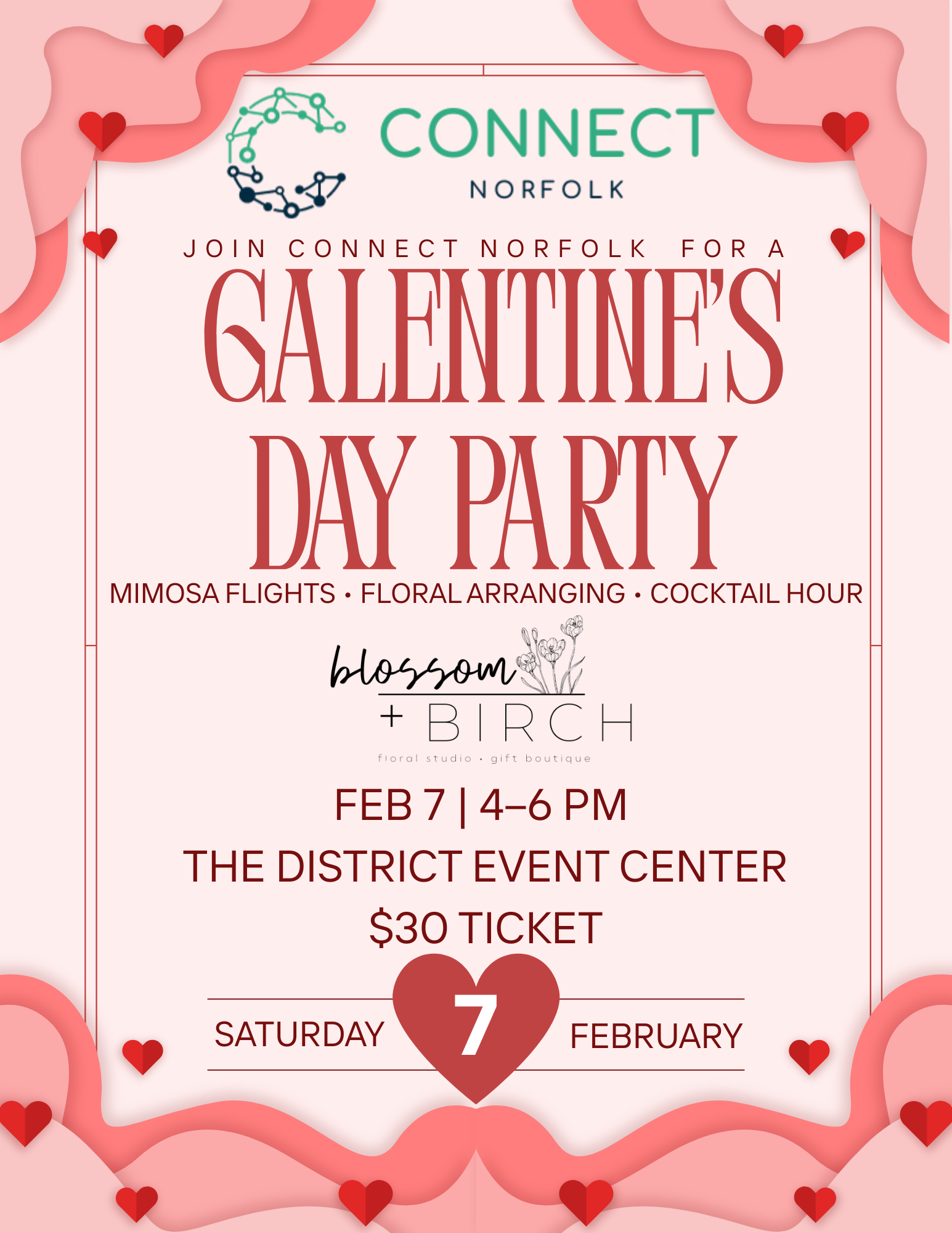 Connect Galentines Party Flyer